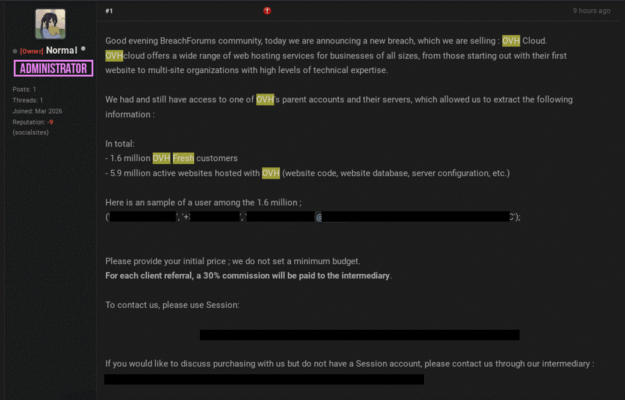 AttackFeed by Joe Wagner | OVHcloud Founder Denies Massive 590TB Data Breach Claims  - Hackread – Cybersecurity News, Data Breaches, AI and More