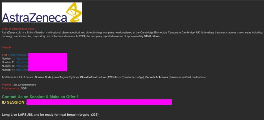 Hacker Group LAPSUS$ Claims Alleged AstraZeneca Data Breach  – Hackread – Cybersecurity News, Data Breaches, AI and More