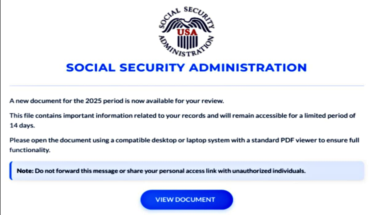 New Social Security Scam Emails Use Fake Tax Documents to Hijack PCs  – Hackread – Cybersecurity News, Data Breaches, AI and More