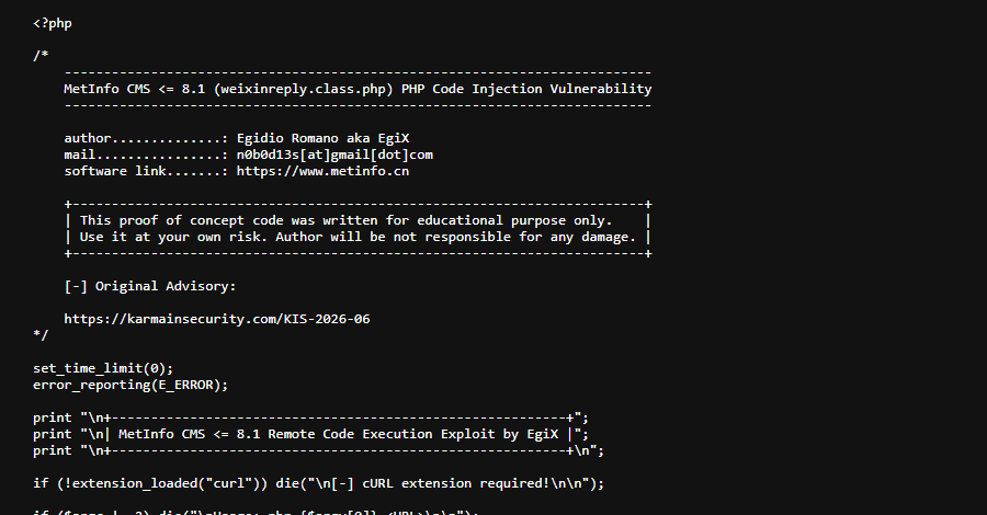 MetInfo CMS CVE-2026-29014 Exploited for Remote Code Execution Attacks  – The Hacker News